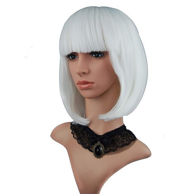 Premium Short Straight Wig with Straight Bangs