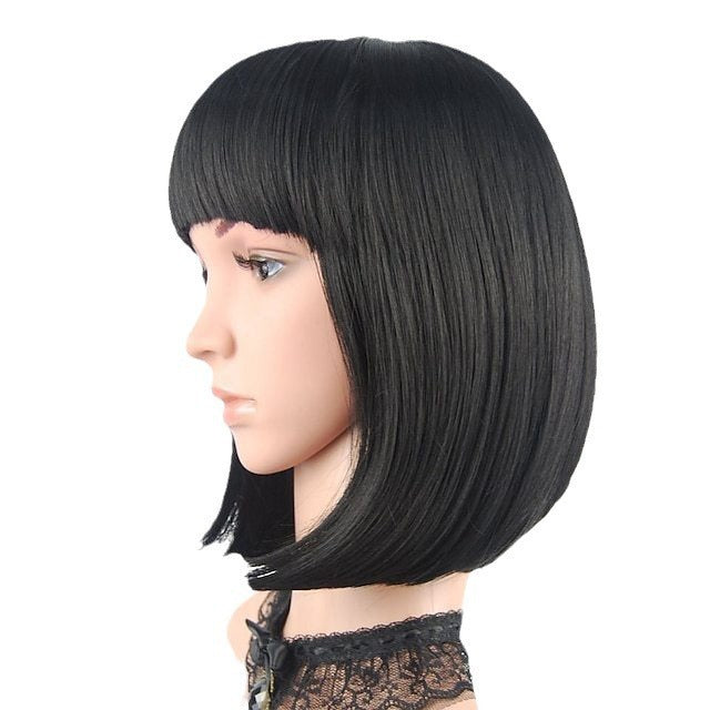 Premium Short Straight Wig with Straight Bangs
