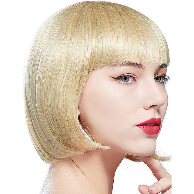 Premium Short Straight Wig with Straight Bangs